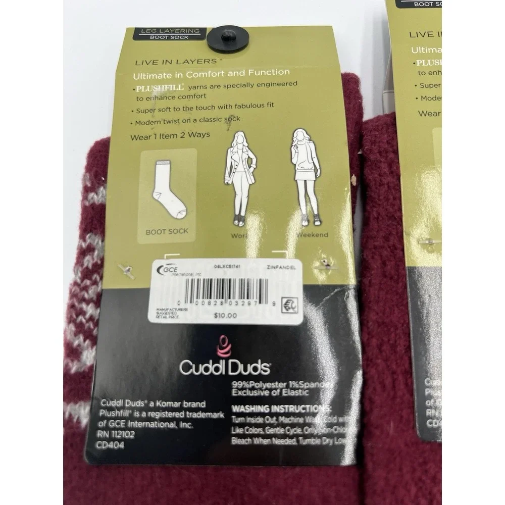 Cuddl Duds Womens Socks Lot‎ of 3 Plushfill Boot & Ankle Socks Size 4-10